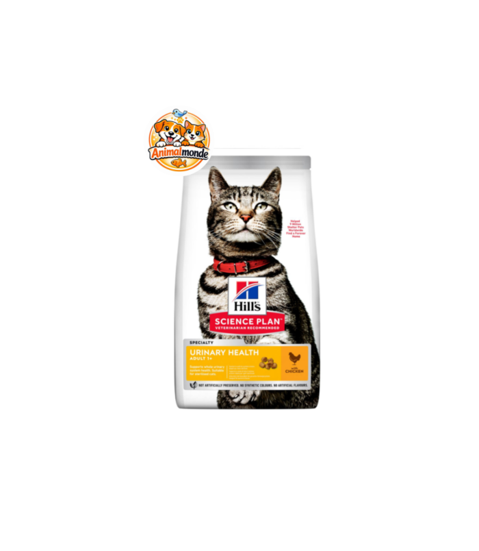 Hill's Science Plan Urinary Health Adult 1+ with Chicken Une formule au poulet spécialement conçue pour soutenir la santé urinaire des chats adultes tout en leur offrant une nutrition complète et équilibrée.