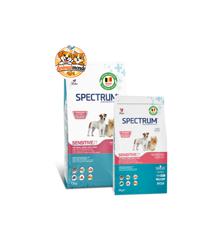 SPECTRUM Sensitive 27 Lamb & Rice Formula Une alimentation hypoallergénique spécialement conçue pour les chiens adultes de petite race.