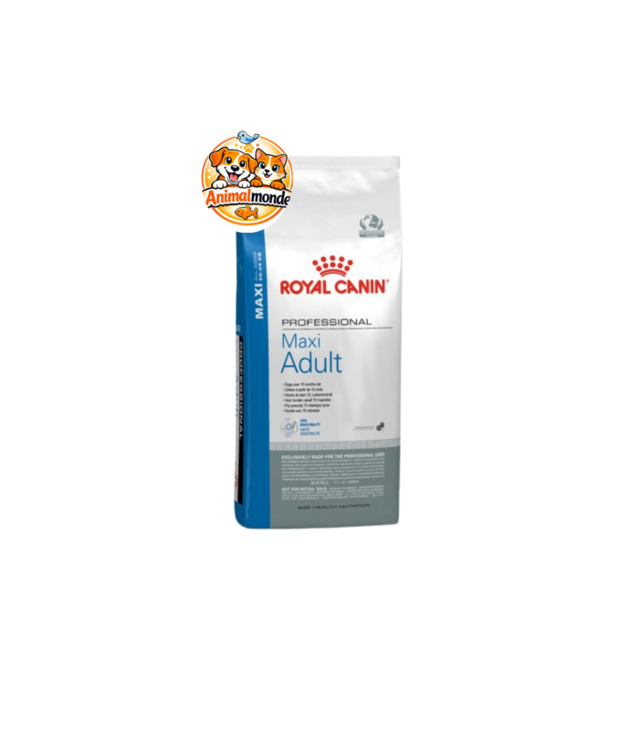 Royal Canin Professional Maxi Adult Des croquettes de qualité professionnelle à haute digestibilité pour le bien-être et la force des chiens adultes de grande race.