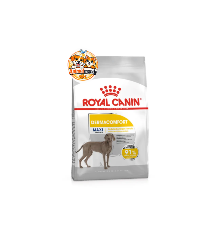Croquettes hypoallergéniques haut de gamme formulées pour apaiser la peau sensible et réduire les démangeaisons des chiens de grande taille.