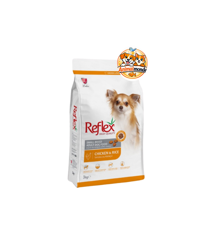 Des croquettes premium au poulet et au riz idéalement adaptées pour garantir vitalité, confort digestif et pelage brillant aux chiens adultes de petite taille.