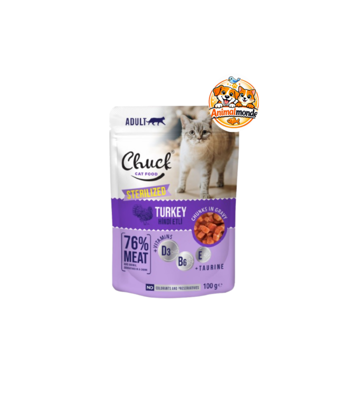 Un sachet fraîcheur complet et savoureux aux tendres morceaux de poulet en sauce, avec 76% de viande, des vitamines et de la taurine, sans colorants pour chat adulte.