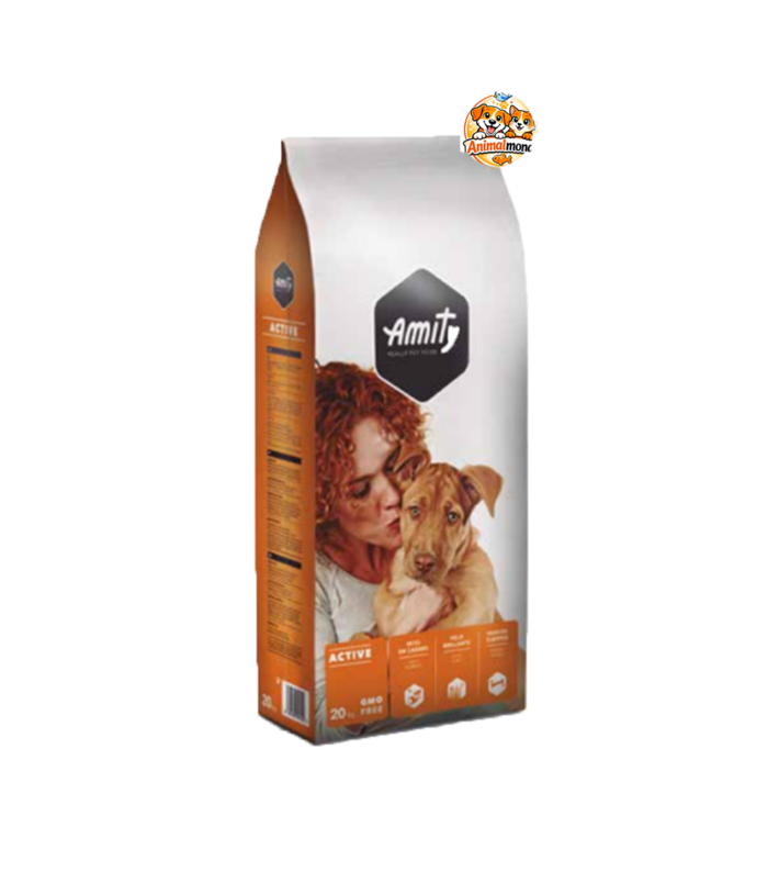 Amity Active 20 Kg Des croquettes complètes pour chiens actifs, riches en protéines et conçues pour soutenir l’énergie, la vitalité et la condition physique au quotidien.