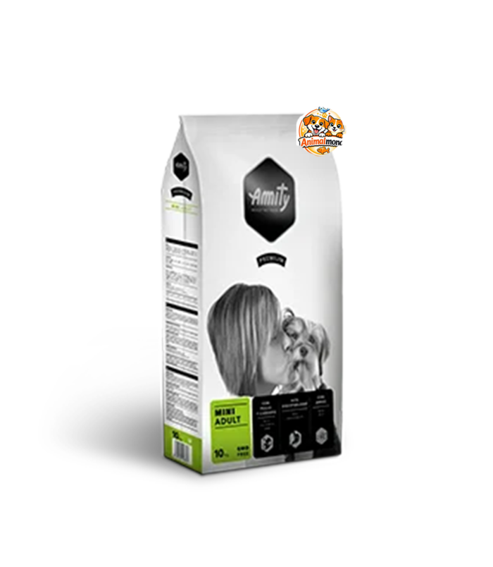 Amity Premium Mini Adult Des croquettes premium spécialement conçues pour les chiens adultes de petites races, offrant digestibilité, vitalité et nutrition équilibrée au quotidien.