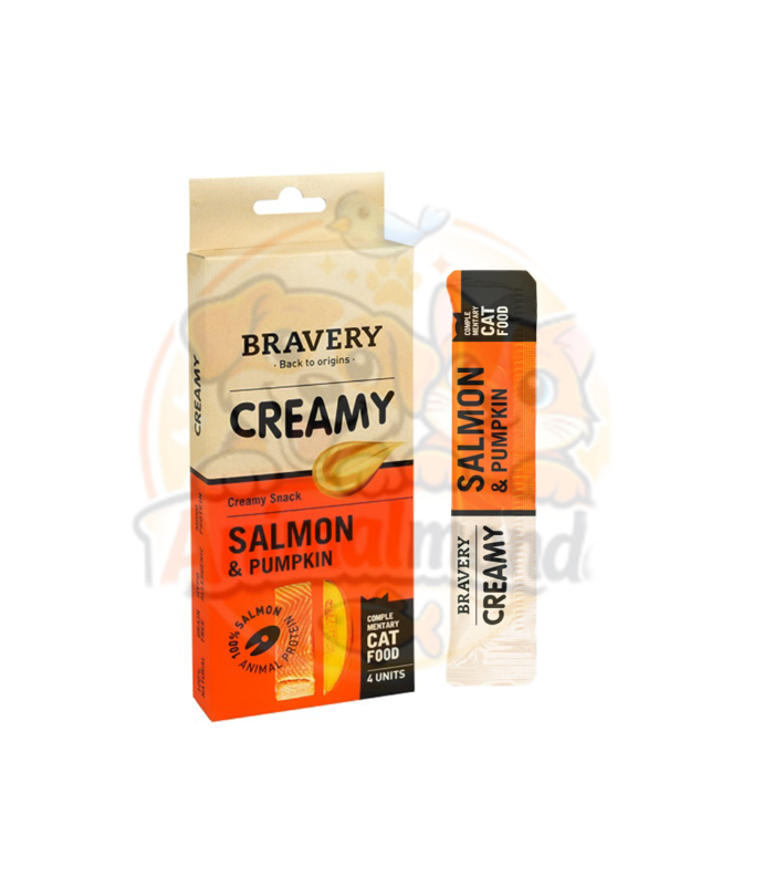 Une friandise crémeuse au saumon et à la citrouille qui allie gourmandise, digestion équilibrée et protéines de qualité pour le plaisir quotidien de votre chat.
