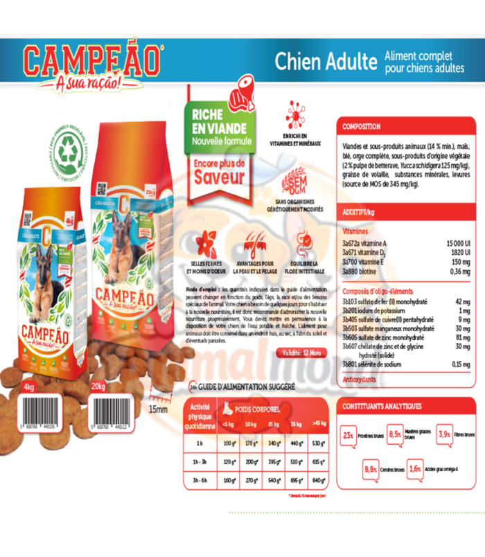 Des croquettes complètes et nutritives spécialement formulées pour accompagner la croissance, la vitalité et le bien-être des chiots jusqu’à 12 mois.
