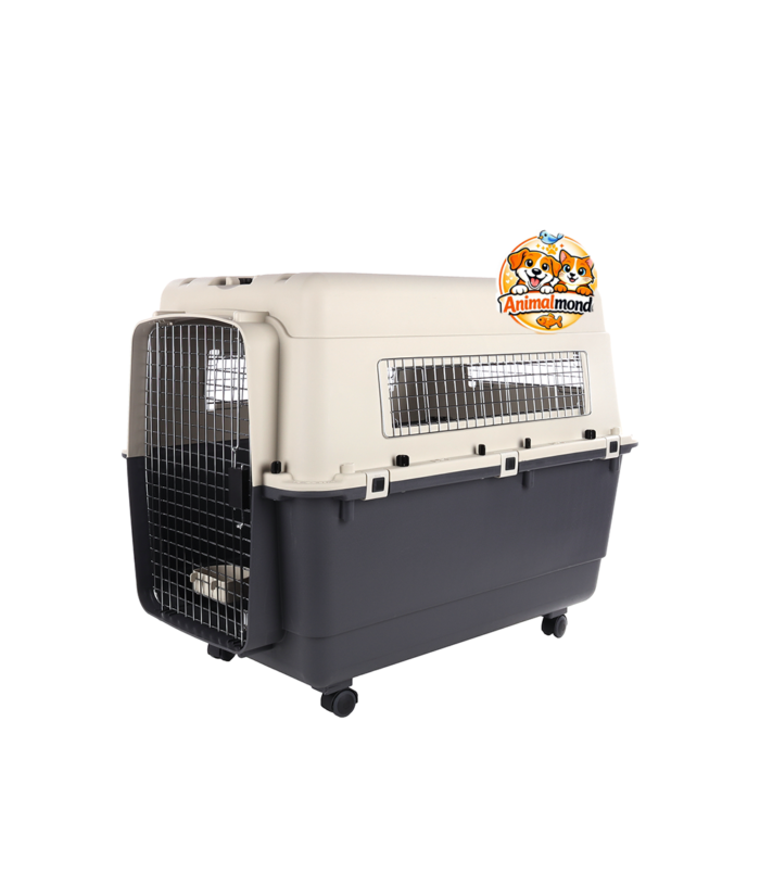Cage de Transport IATA Chien Chat Flamingo Nomad XXL Une cage de transport IATA grand format offrant sécurité, confort et mobilité optimale pour les chiens de grande taille.