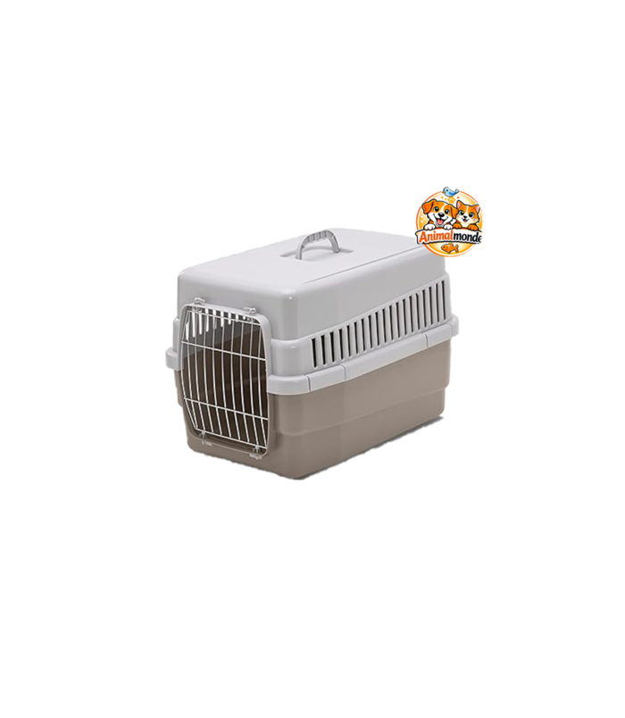 Une cage de transport solide et ventilée pour voyager avec votre chien ou votre chat en toute sécurité.