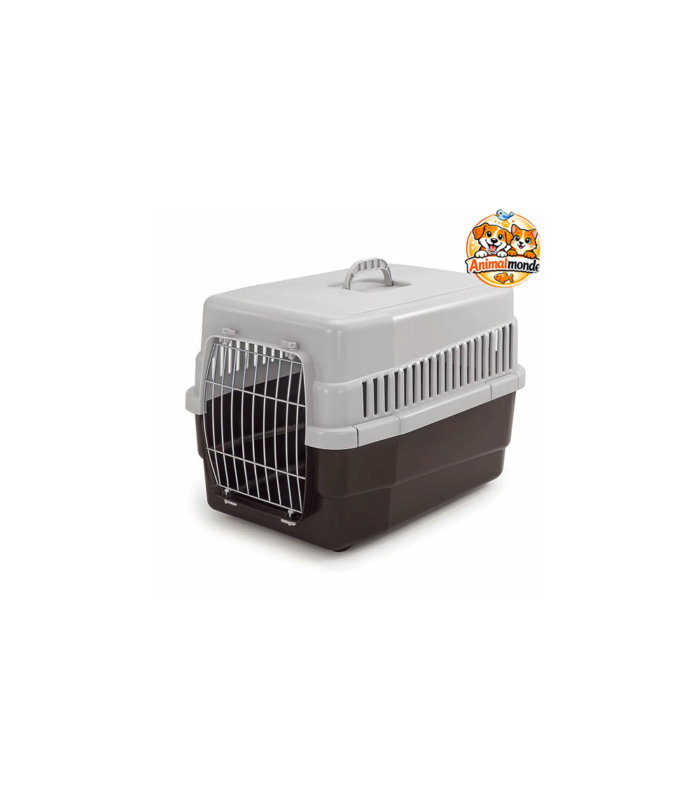 Une cage de transport solide et ventilée pour voyager avec votre chien ou votre chat en toute sécurité.