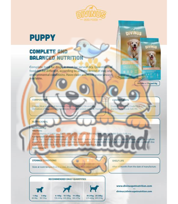 Divinus Dog Food Puppy with Chicken – Complete and Balanced Nutrition 2