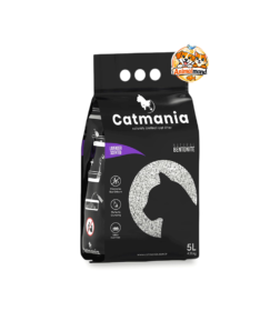 Litière agglomérante Catmania Lavande 5L à base de bentonite naturelle, absorbante, peu poussiéreuse et efficace contre les mauvaises odeurs.