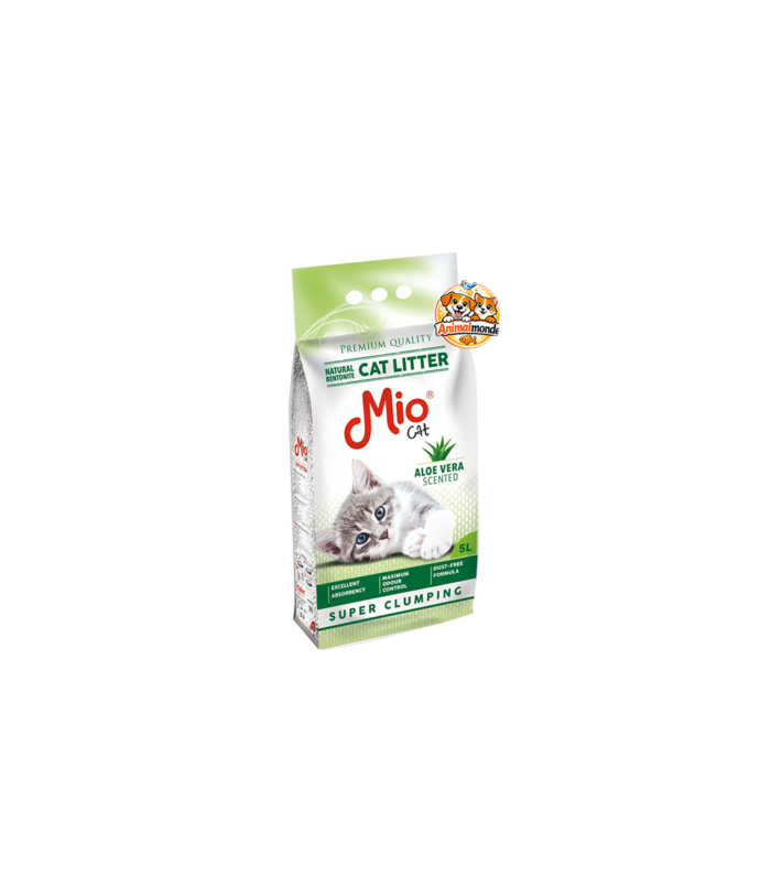 Mio Cat Cat Litter Aloe Vera Scented Super Clumping 5L Une litière agglomérante parfumée à l’aloe vera pour une fraîcheur naturelle et une hygiène irréprochable.