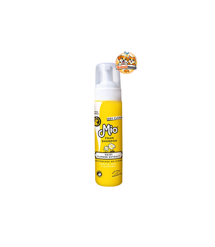 Mio Foam Shampoo Daisy Flower Extract Un shampoing mousse sans rinçage à la marguerite pour un pelage propre, frais et soyeux en quelques instants.