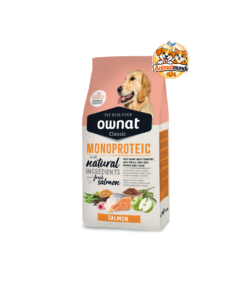Une formule monoprotéique au saumon frais idéale pour les chiens sensibles recherchant une nutrition naturelle de qualité.