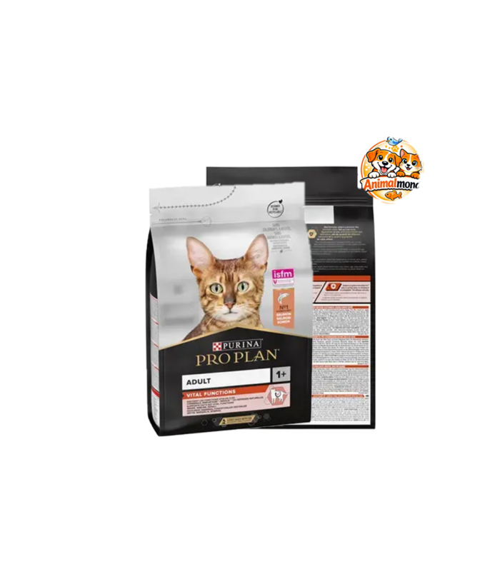 Des croquettes premium au saumon conçues pour soutenir les fonctions vitales, la vitalité et le bien-être général des chats adultes.