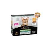 Des pochons au poulet spécialement formulés pour les chats stérilisés afin de soutenir leur santé urinaire et leur poids idéal au quotidien.