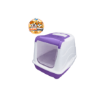 Maison de Toilette Fermée avec Toit Relevable, Pelle et Filtre pour Chat - mauve