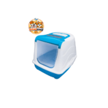 Maison de Toilette Fermée avec Toit Relevable, Pelle et Filtre pour Chat - blue(2)