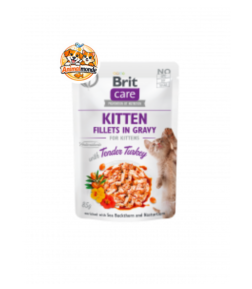 Sachet fraîcheur de tendres filets de dinde en sauce sans céréales, conçu pour la croissance et l'immunité des chatons