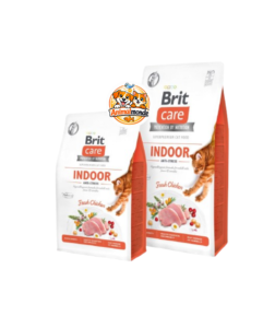 Croquettes hypoallergéniques sans céréales au poulet frais et plantes apaisantes pour le bien-être des chats d'intérieur.