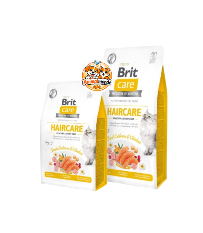 Brit Care Cat Grain-Free Kitten Gentle Digestion & Strong Immunity Fresh Salmon Croquettes hypoallergéniques sans céréales au saumon frais, conçues pour l'immunité et la digestion délicate des chatons.