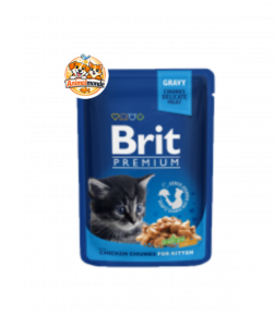 Sachet fraîcheur premium de tendres morceaux de poulet en sauce, parfaitement adapté pour soutenir la croissance et l'immunité des chatons.