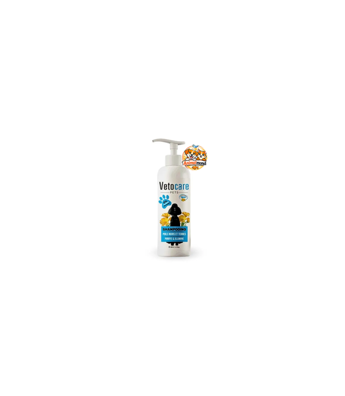 Un shampoing bio spécialement formulé pour purifier, illuminer et révéler toute la beauté des pelages noirs et ternes des chiens.